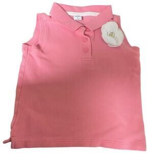 Janie and Jack pink white flower pin tank polo shirt SIZE 4